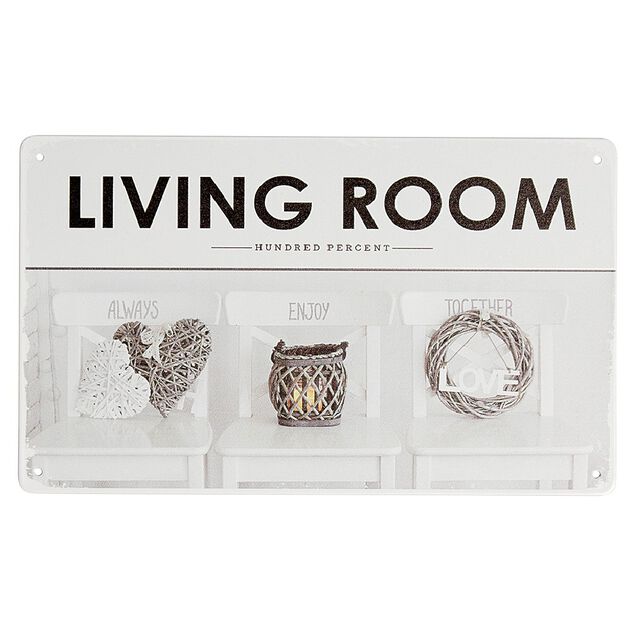 Pancarte d&eacute;corative pi&egrave;ces de la maison en m&eacute;tal