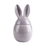 Bougie d&eacute;corative forme lapin c&eacute;ramique grise &Oslash;9xH16cm