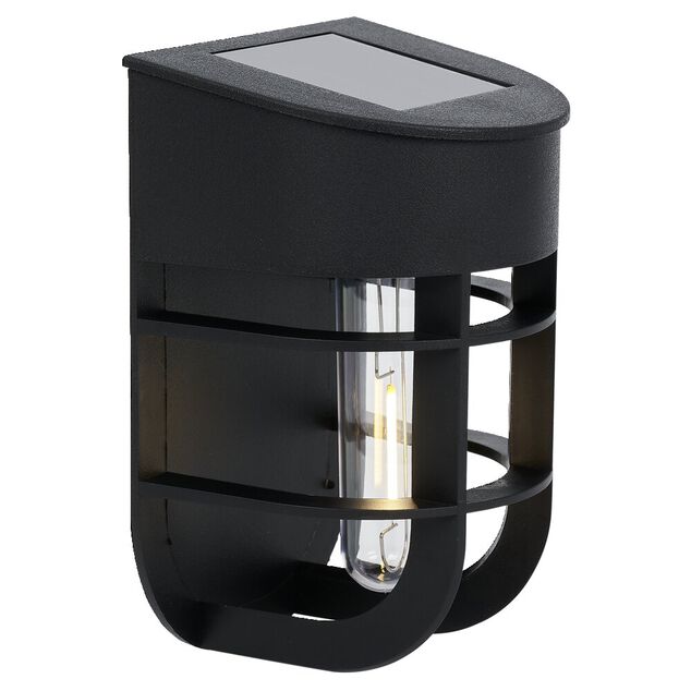 Lampe solaire plastique noir 9,5x8xH14,5cm