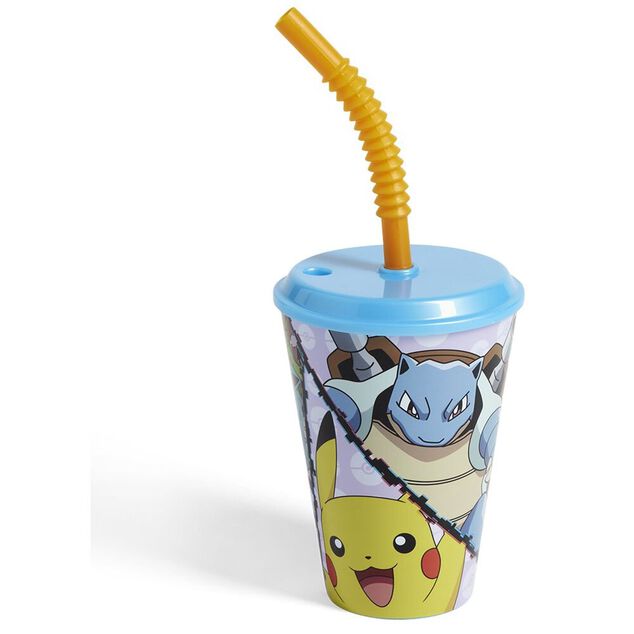 Gobelet enfant avec paille Pok&eacute;mon &Oslash;9xH16,3cm