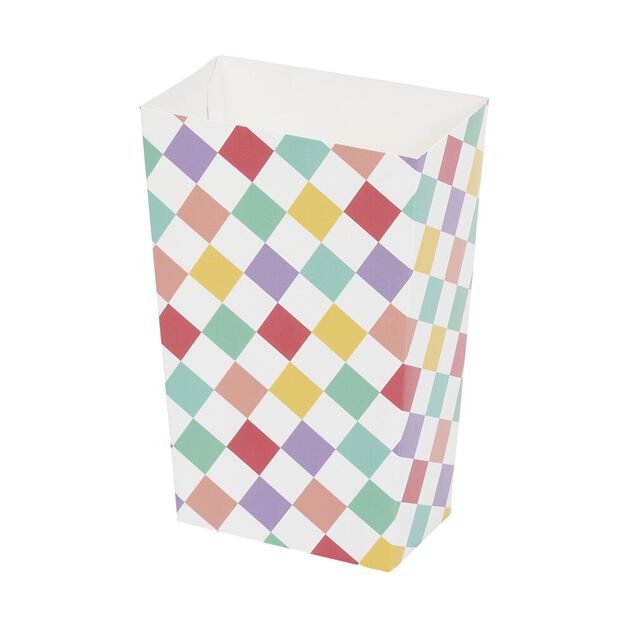 Bo&icirc;te &agrave; bonbons motif arlequin multicolore th&egrave;me candy x4