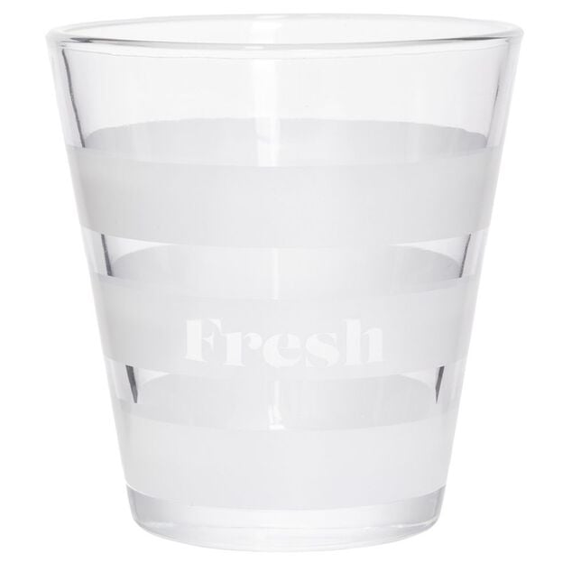 Gobelet bas conique transparent rayure blanche 25cl x3 - &Oslash;8,4 x H8 cm