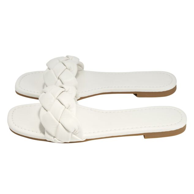 Sandales femme tressées simili blanc 37/38