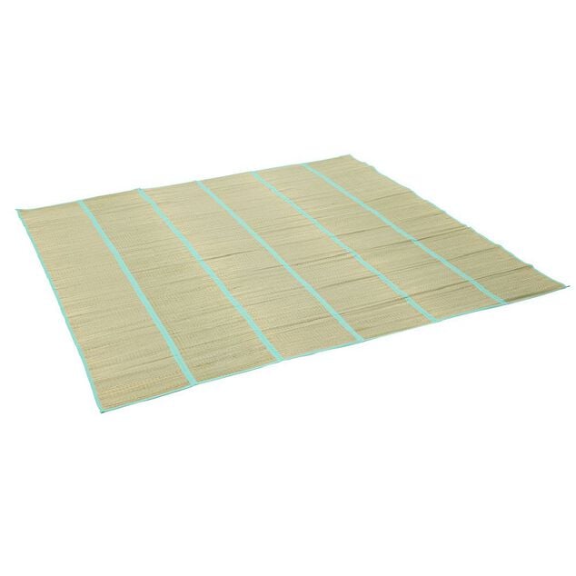 Natte de plage 2 personnes Funky paille naturel et vert 180x180cm