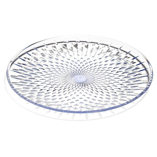 Assiette &agrave; dessert plastique transparent effet martel&eacute; &Oslash;20cm