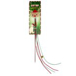 Jouet canne &agrave; p&ecirc;che pour chat renne en peluche grelot L35 cm