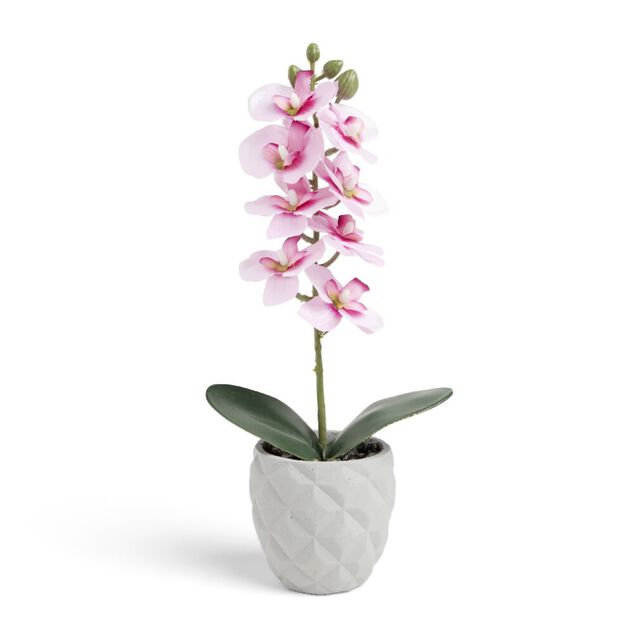 Pot orchid&eacute;e artificielle blanche et rose H31cm
