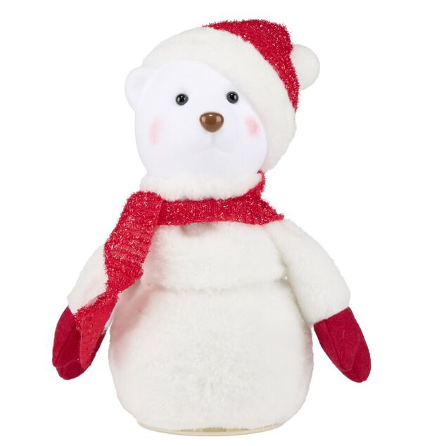 Bonhomme de neige ours d&eacute;coratif anim&eacute; musical H25cm