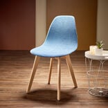 Housse de chaise scandinave extensible bleue 45x40xH45cm