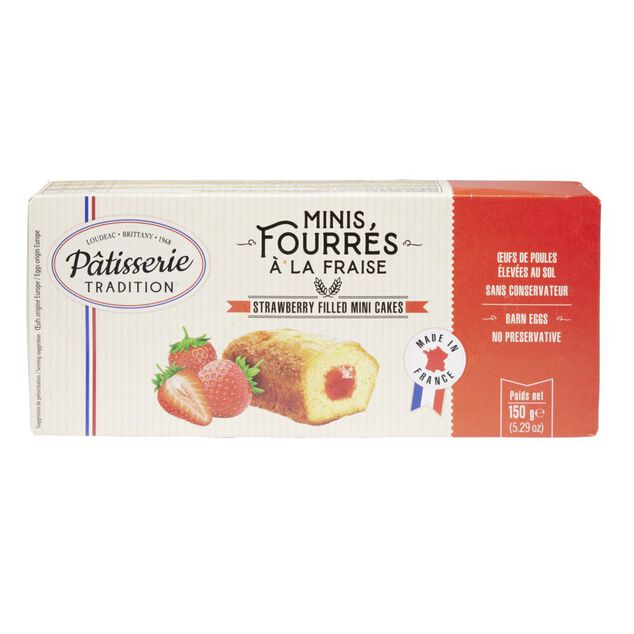 Minis g&acirc;teaux fourr&eacute;s fraise x9 p&acirc;tisserie tradition 150g