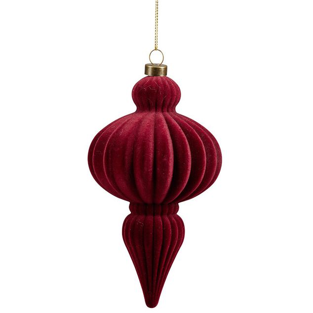 D&eacute;coration de No&euml;l goutte &agrave; suspendre velours rouge H.16 cm