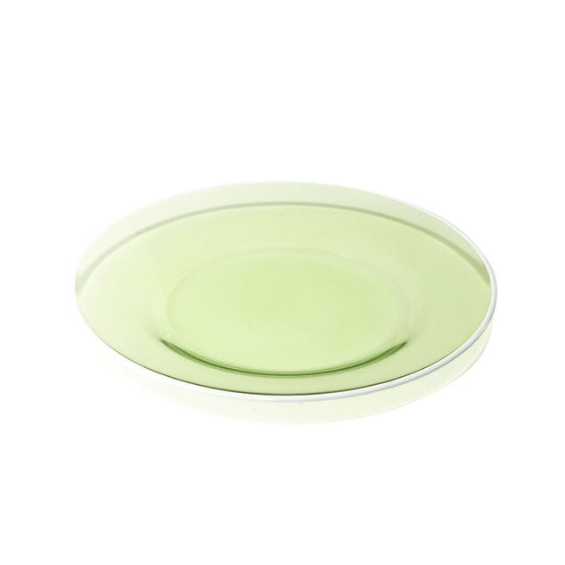 Assiette &agrave; dessert ronde verre vert bord blanc &Oslash;20cm