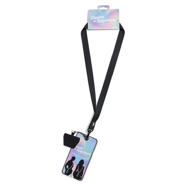 Chaîne de téléphone en tissu noir L96cm