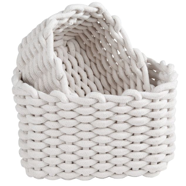 Pani&egrave;re en coton effet tricot 23x17xH.13 cm