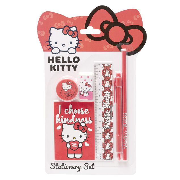 Accessoires papeterie 6 pi&egrave;ces Hello Kitty