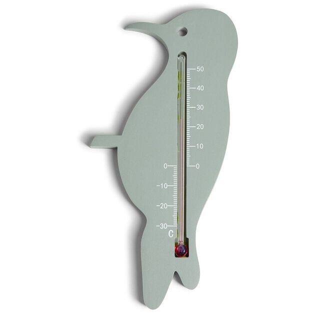 Thermom&egrave;tre de jardin forme oiseau vert d'eau