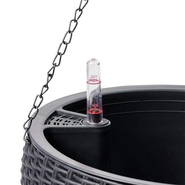 Pot suspendu effet tressé noir