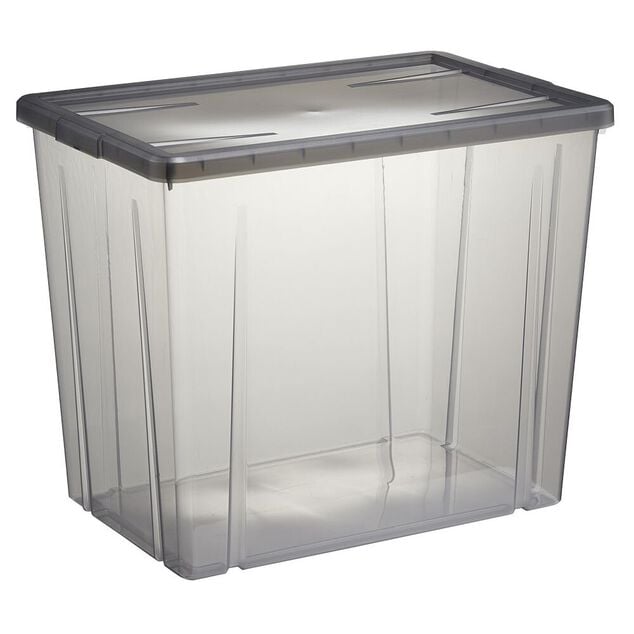 Bo&icirc;te de rangement ransparente avec couvercle gris 82L
