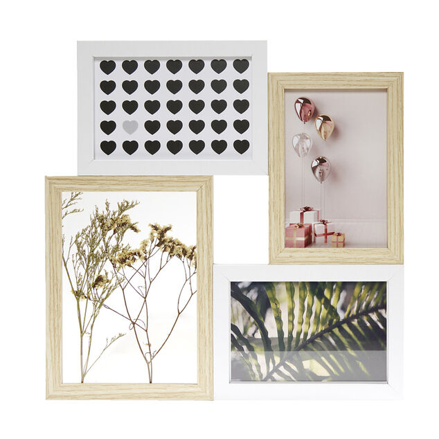 Cadre photo en bois 4 vues 32x32cm