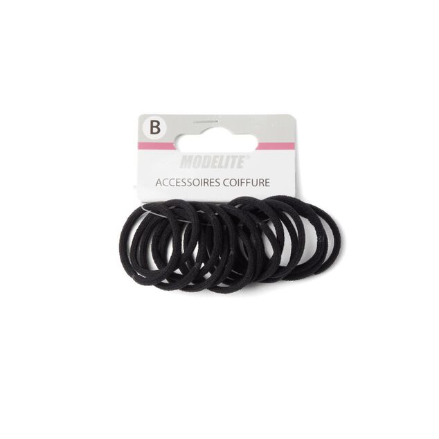Lot de 15 &eacute;lastiques &agrave; cheveux basiques polyester noir