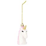 Tête licorne à suspendre rose et blanc 6,5x3,5xH7,5cm