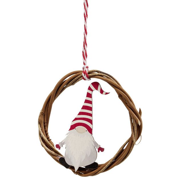 Mini couronne No&euml;l &agrave; suspendre en bois &Oslash;9 cm