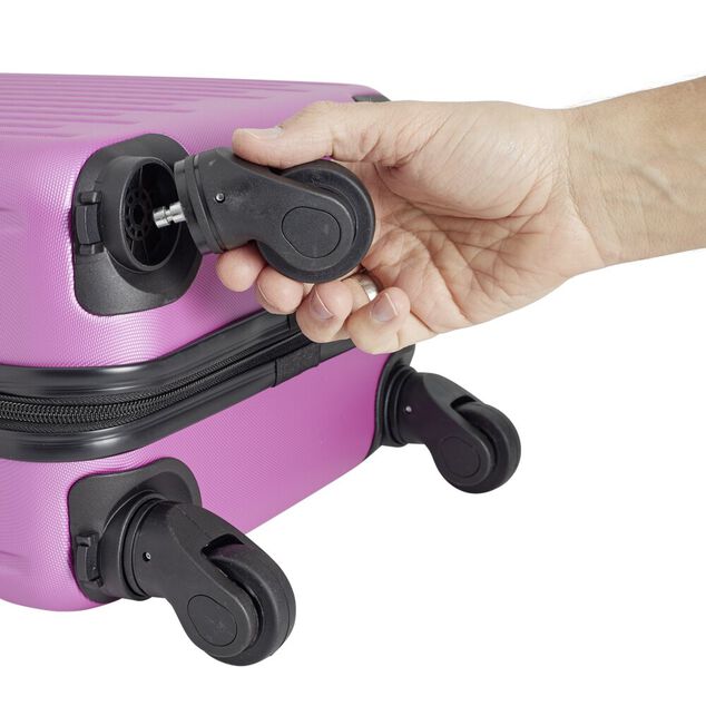 Valise cabine 26L lowcost trolley 4 roulettes amovibles plastique ABS violet