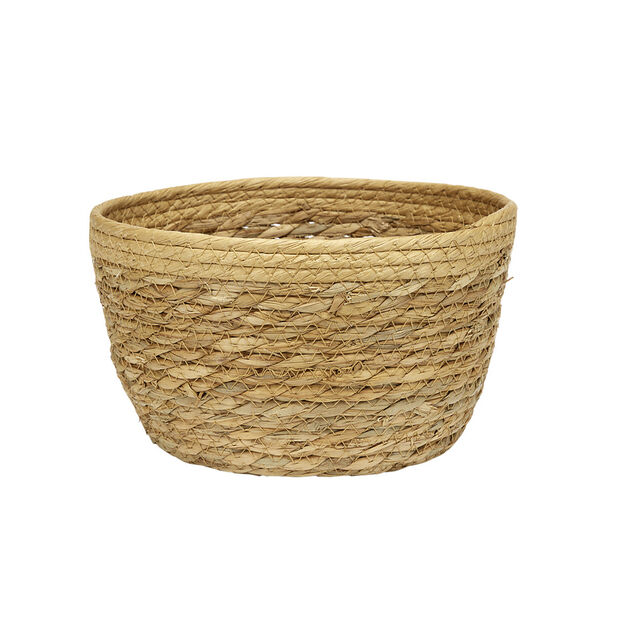 Pani&egrave;re ronde en osier naturel tress&eacute; &Oslash;25xH14,5cm