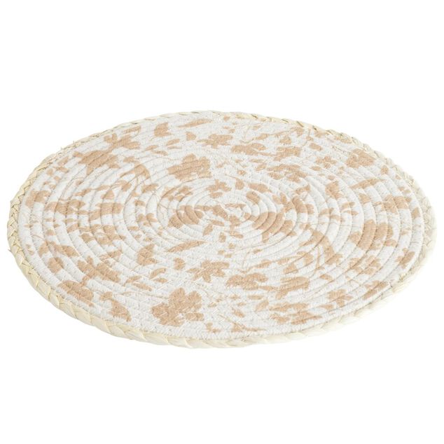 Set de table rond coton motif feuille automne orange &Oslash;35cm