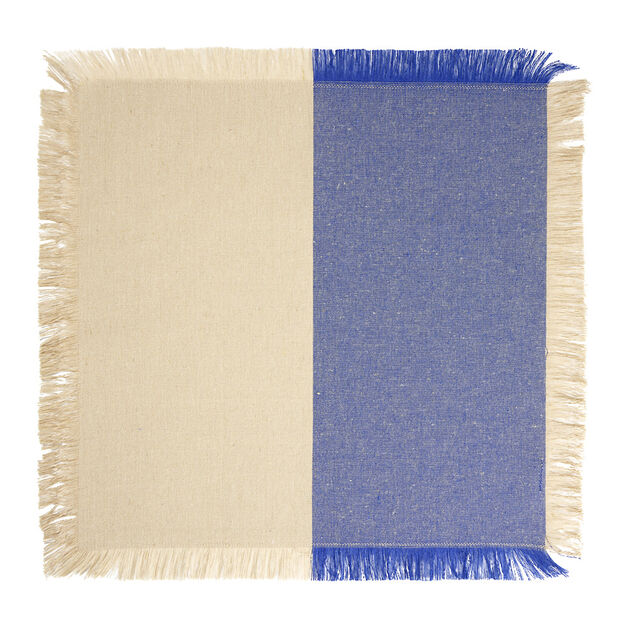 Lot de 4 serviettes de table carr&eacute;es 35x35cm rebord frange
