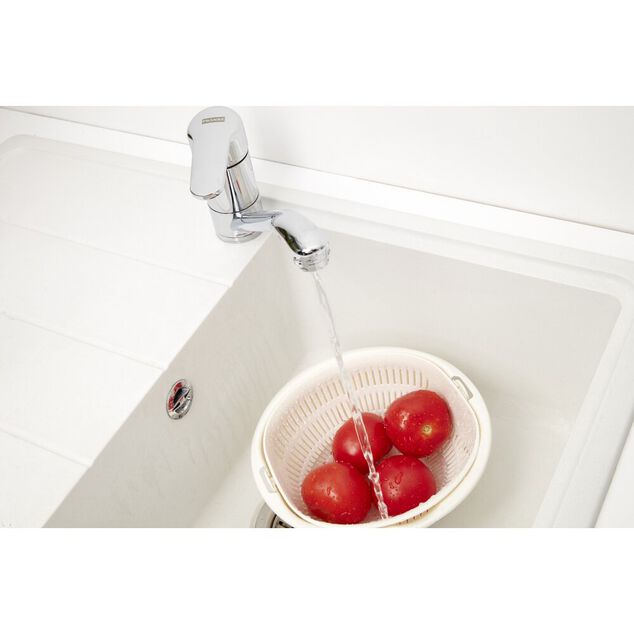 Panier &eacute;gouttoir rotatif double couche 2en1 blanc &Oslash;23xH10,5cm