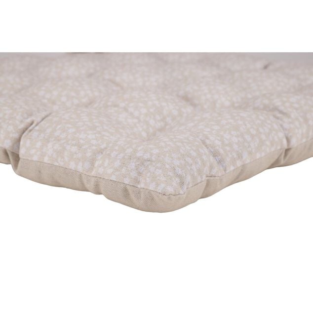 Galette de chaise carr&eacute;e motif botanique beige 40x40cm