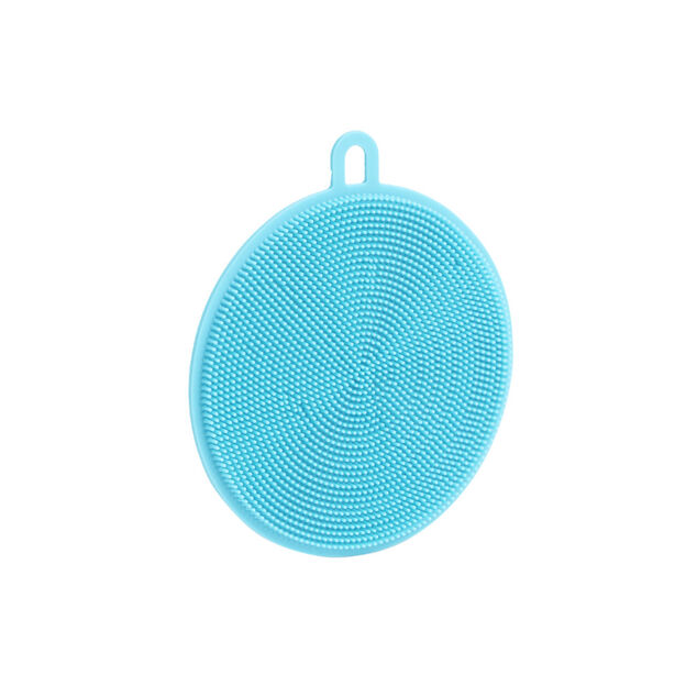 Lot de 2 &eacute;ponges silicone jaune et bleu 13x11,5cm