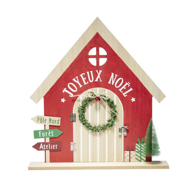 Maison de No&euml;l traditionnelle avec porte ouvrante H42cm