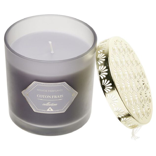 Bougie chic top métal grise Ø10 cm