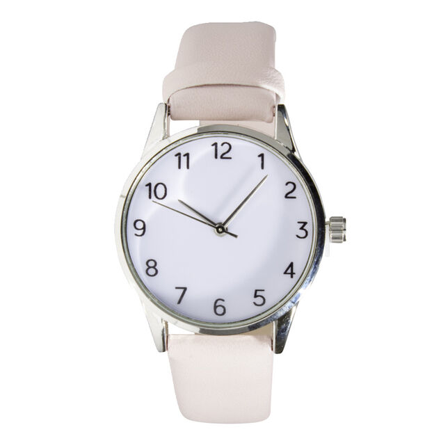 Montre femme cadran rond acier argenté bracelet simili Ø3,5xH23cm (4 modèles)