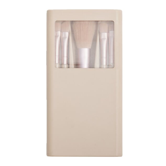 Kit de 5 pinceaux &agrave; maquillage dans bo&icirc;te avec miroir 7x13,5cm