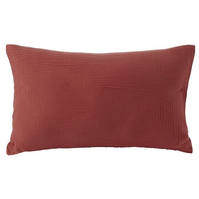 Housse de coussin 30x50cm gaze de coton terracotta