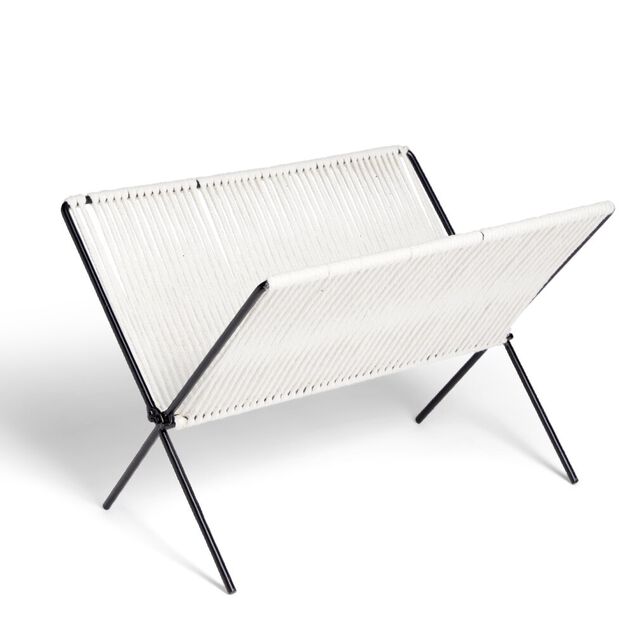 Range magazine coton blanc et m&eacute;tal 35,5x25x25cm