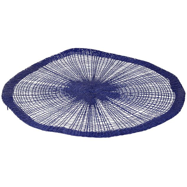 Set de table rond papier ajour&eacute; bleu &Oslash;38cm
