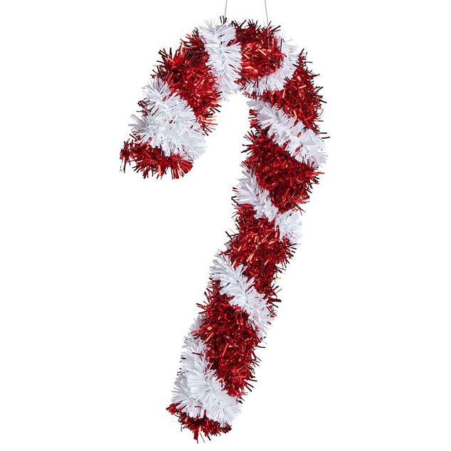 Sucre d'orge rouge et blanc &agrave; suspendre H.16 cm