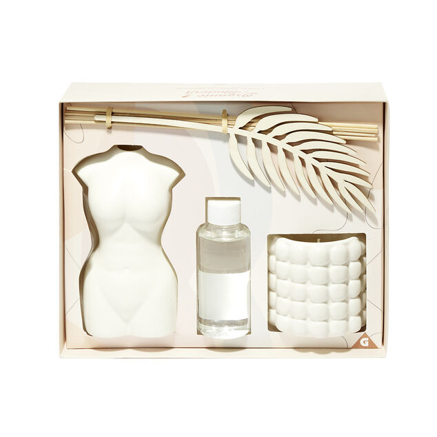 Bougie avec diffuseur en c&eacute;ramique 100ml - 3 mod&egrave;les