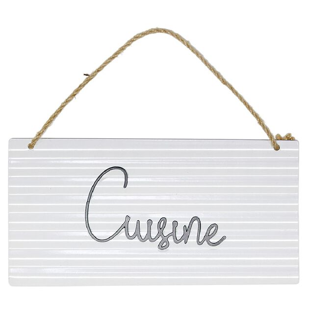 Pancarte décorative pièces de la maison en métal blanc