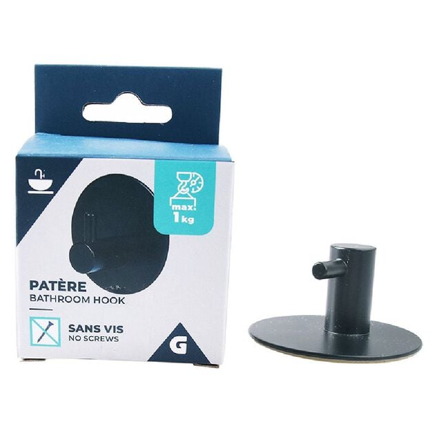 Crochet de salle bain noir &agrave; coller