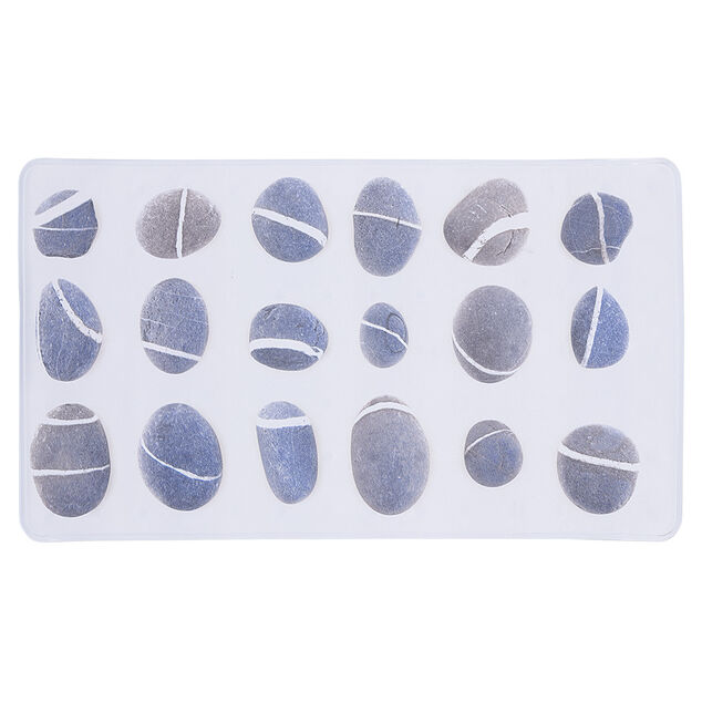 Fond de douche pvc blanc motif galets gris