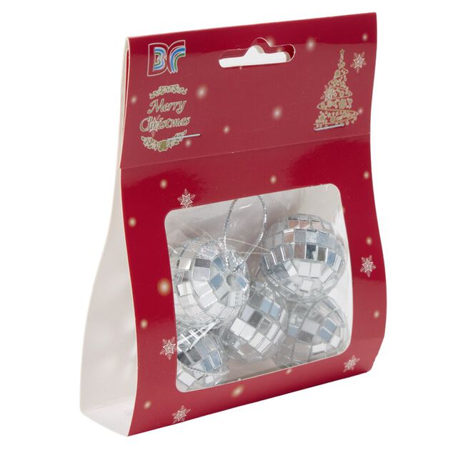 D&eacute;coration de table boule disco X5 pcs avec lien &Oslash;3 cm (3 mod&egrave;les argent&eacute;/irris&eacute;/dor&eacute;/rouge)