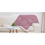 Plaid polaire r&eacute;versible imitation fourrure rose et blanc