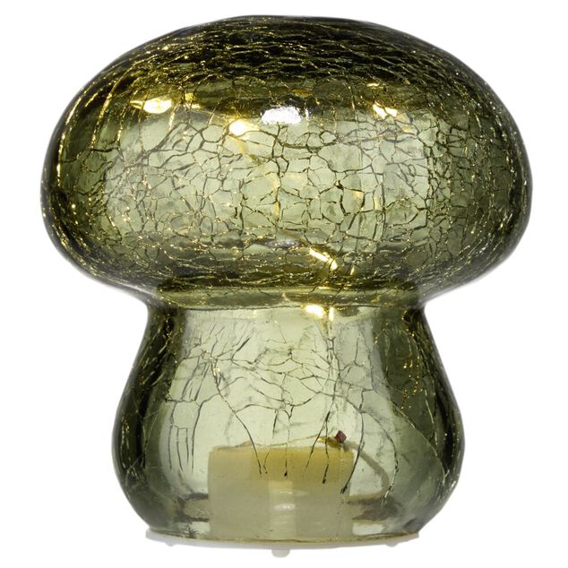 Champignon d&eacute;coratif automne verre &agrave; LED &Oslash;8xH8,5cm (4 mod&egrave;les)