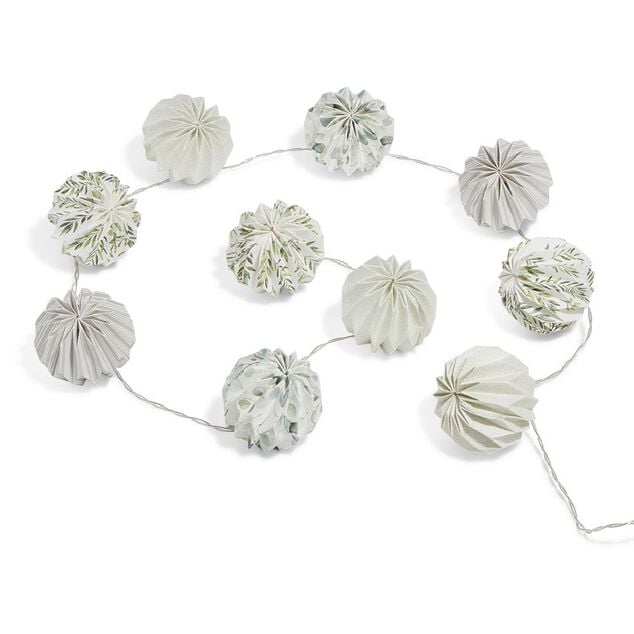 Guirlande 10 LED papier origami blanc motif nature
