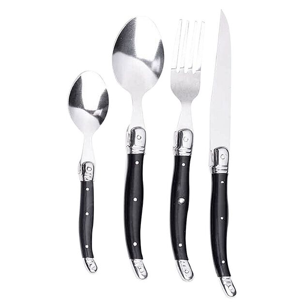M&eacute;nag&egrave;re inox manche gris 24 pi&egrave;ces